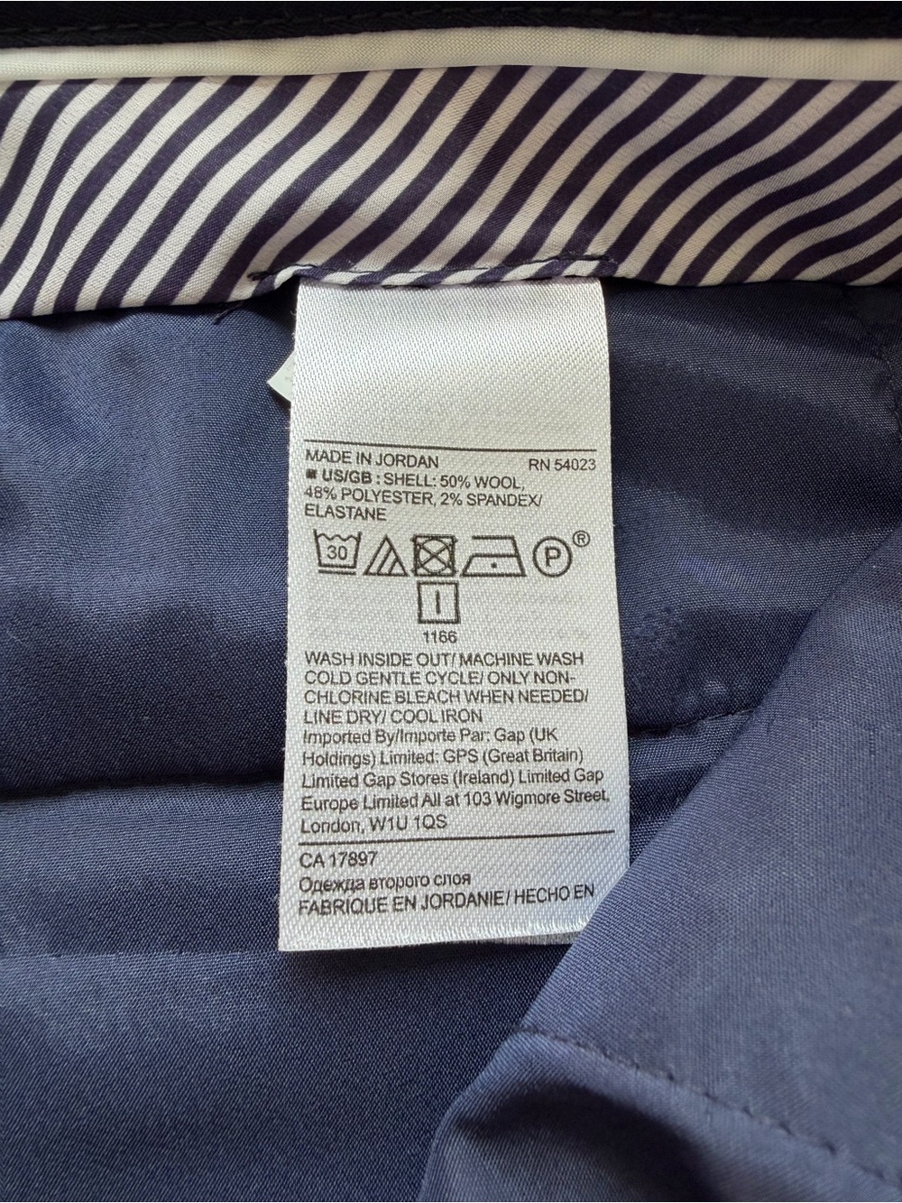 Banana Republic Ryan Italian Slim Wool-blend Pant, Navy Blue - Picture 8 of 13